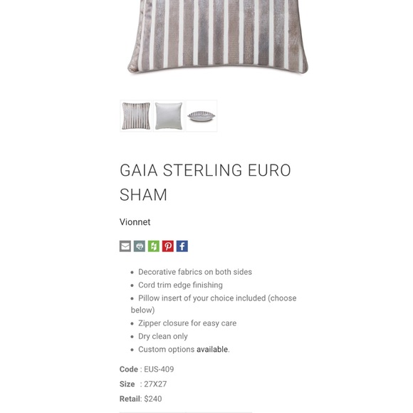 Eastern Accents Gaia Sterling Euro Pillow Cover - Picture 5 of 5